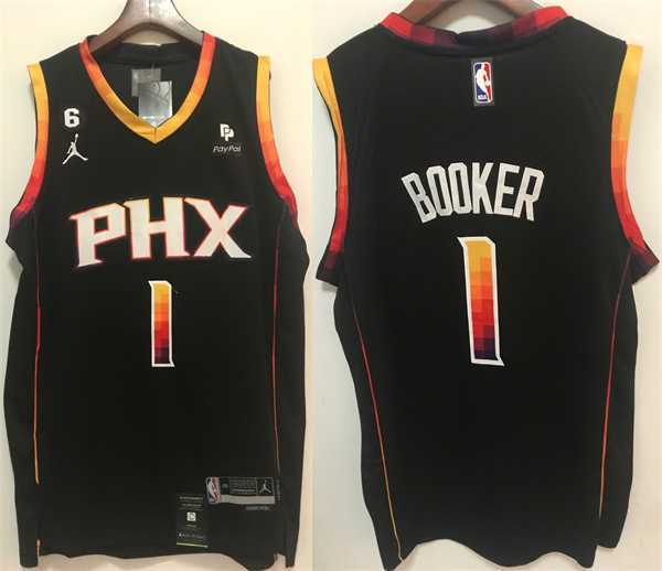 Mens Phoenix Suns #1 Devin Booker Black Stitched Basketball Jersey